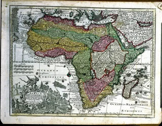 Karta över Afrika, från Atlas Minor, utgiven i Augsburg, första hälften av artonhundratalet